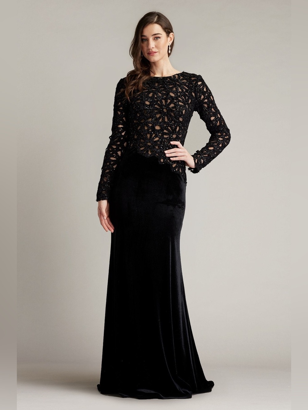 New Tadashi Shoji Sinnott Chenille Embroidered Gown